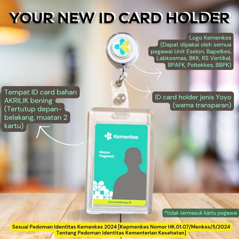 

Yoyo ID Card AKRILIK Kartu Pegawai Kemenkes Baru / Gantungan Nametag Kemenkes/ ID Card holder/ Kartu Pegawai Kementerian Kesehatan 2024/ Gantungan Nametag Nakes Fatmawati Persahabatan Sitanala Dharmais Harapan Kita Hasan Sadikin Sanglah Kariadi