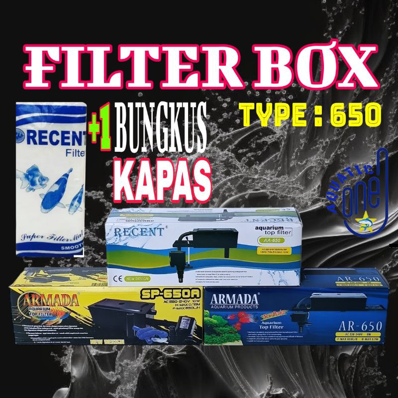 TOP FILTER TYPE 650 +KAPAS  mesin pompa filter aquarium fullset waterpump water pump akuarium full s