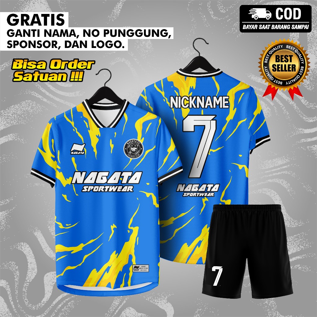 ￼JERSEY FUTSAL CUSTOM FULL PRINTING NAMA DAN NOMOR PUNGGUNG TERBARU NAGATA SPORTWEAR ORIGINAL 2024