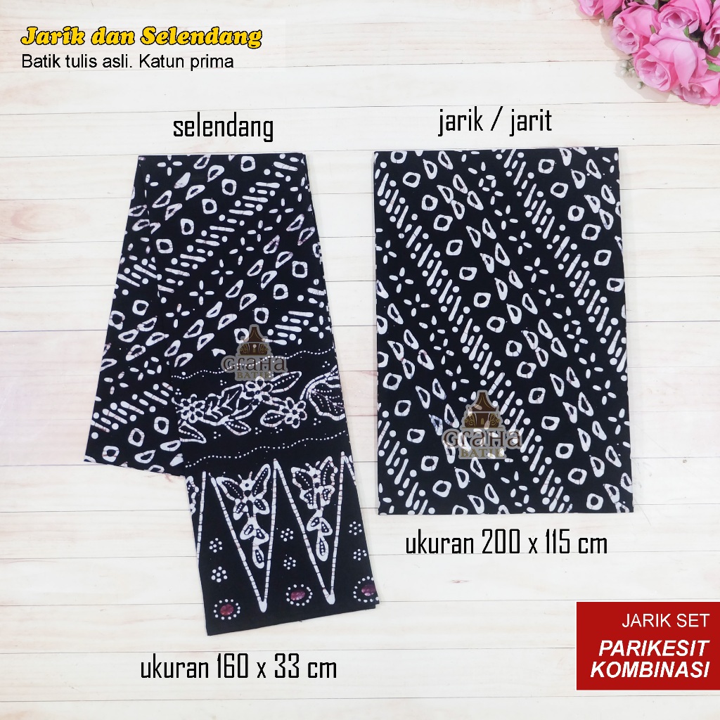 JARIK JARIT SELENDANG KAIN BATIK TULIS BAKARAN PAKAIAN BAJU ADAT PATI MOTIF PARIKESIT KOMBINASI