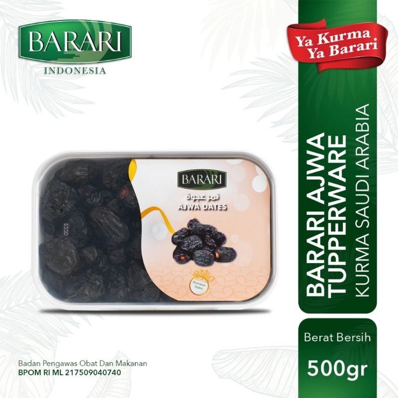 

Kurma Ajwa Madinah BARARI Premium Tupperware Saudi Arabia 500gr