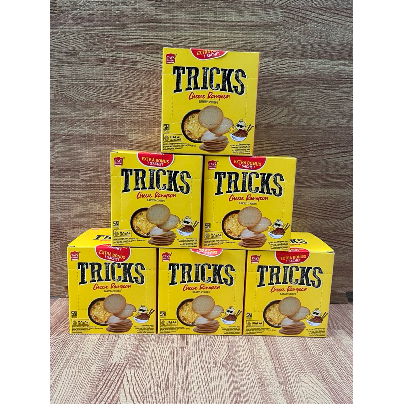 

Tricks Biskuit Kentang Potato Baked Chips Cheese Ramyeon 1 box