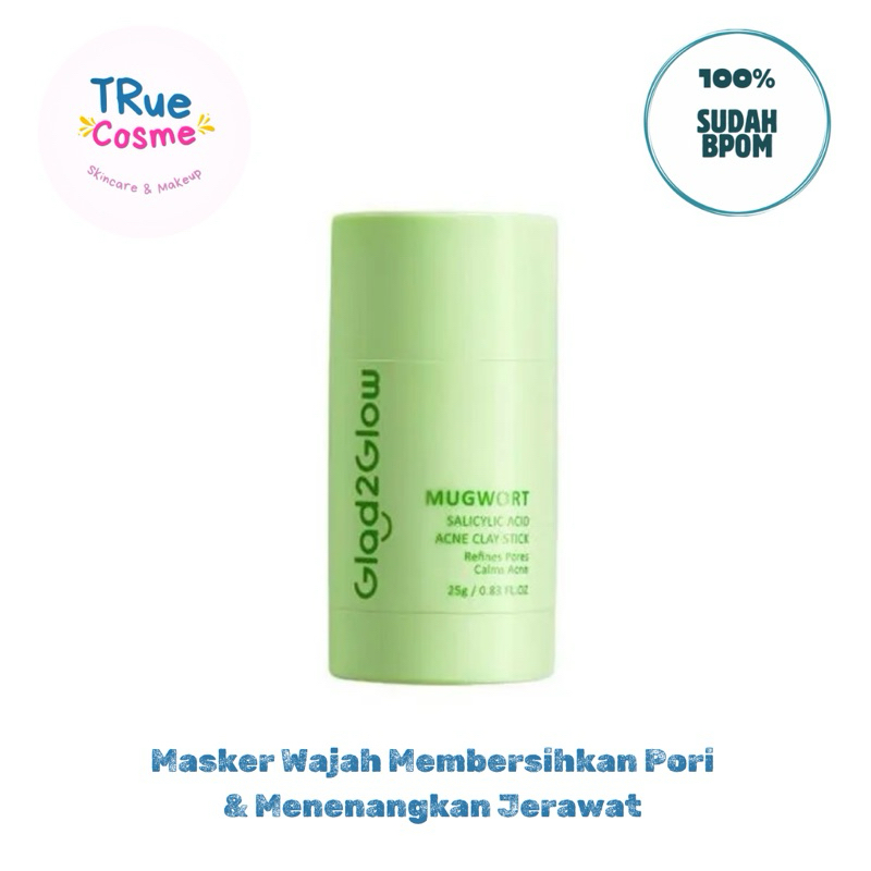 Glad2Glow Mugwort Salicylic Acid Acne Clay Stick 25g | Masker Wajah Stick