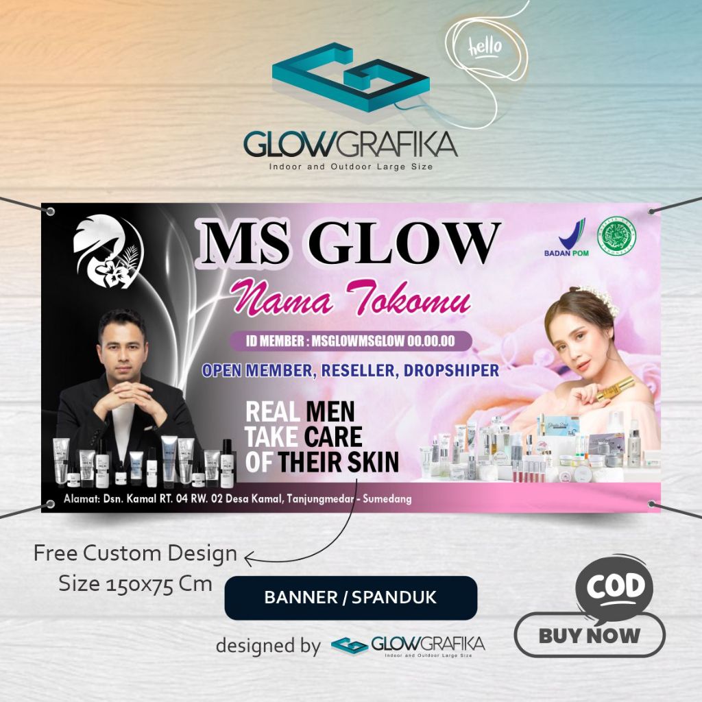 Cetak Spanduk Banner Reseller MS Glow Hitam Pink