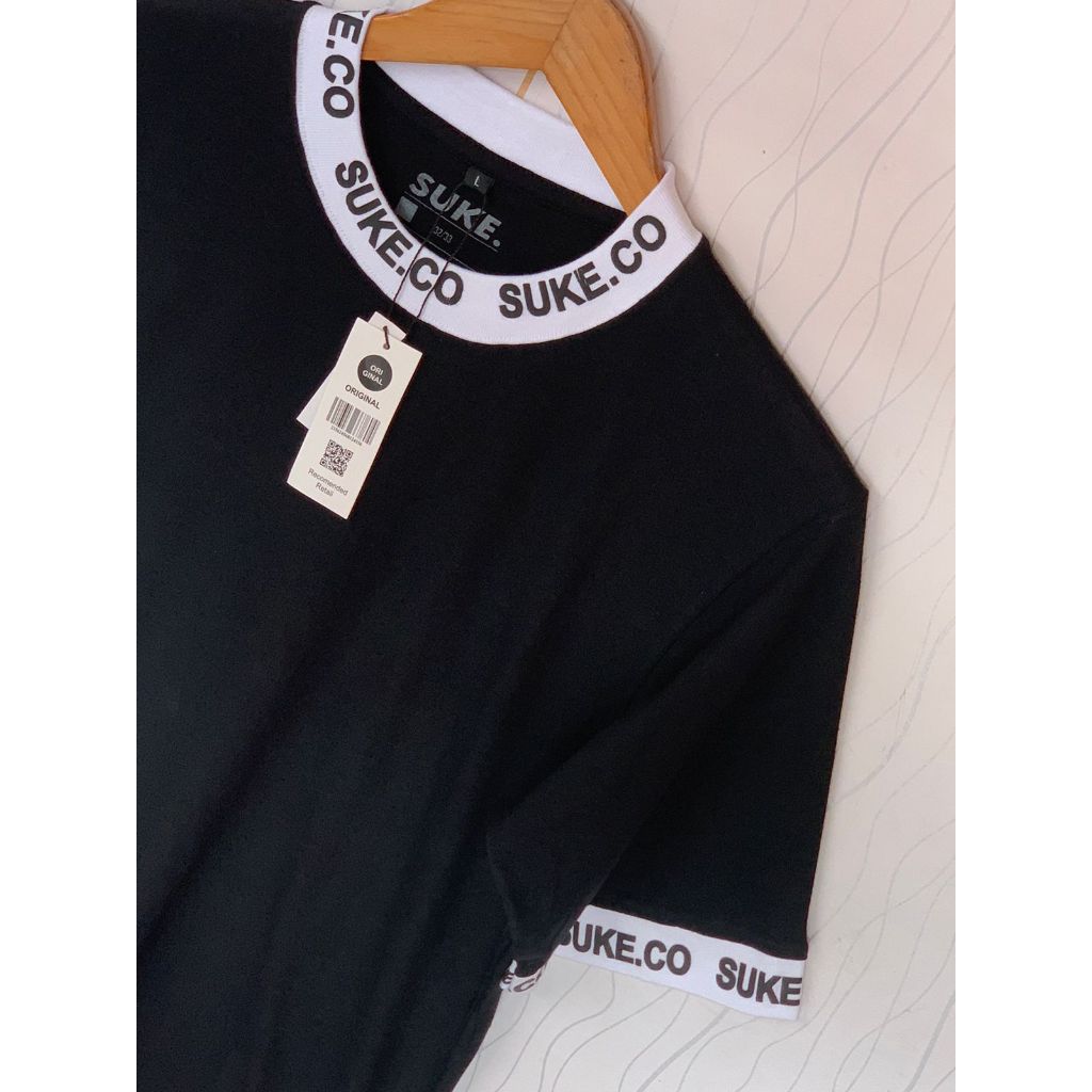 SUKE CO kaos ringer hitam pria Import\\kaos ringer logo prin suke\\T-shirt Distro Pria Dewasa