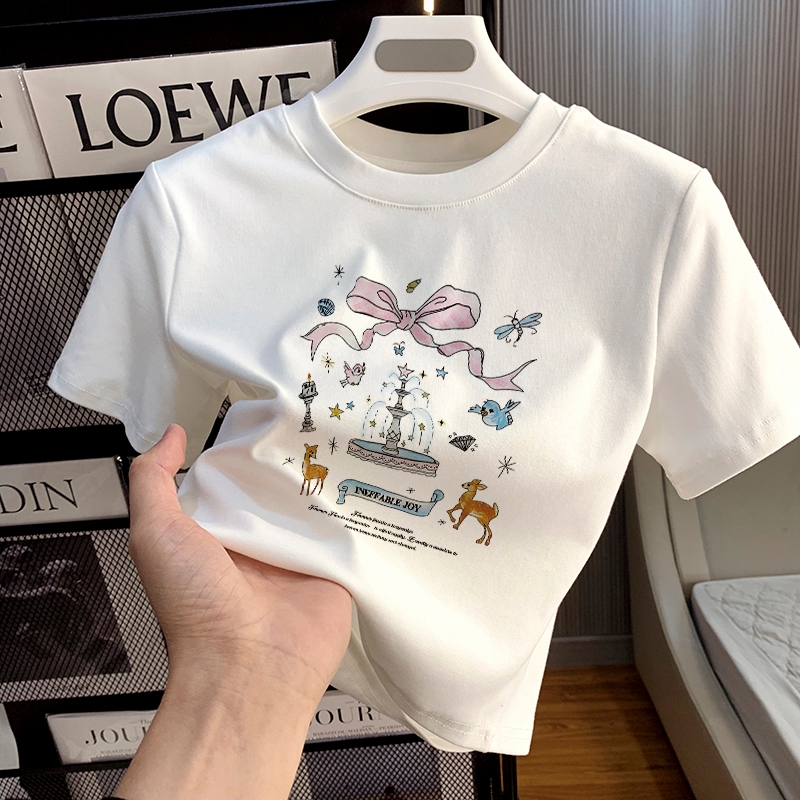 XiaoZhaiNv baju crop wanita korea kaos premium wanita baju crop top wanita kaos ketat wanita Origina