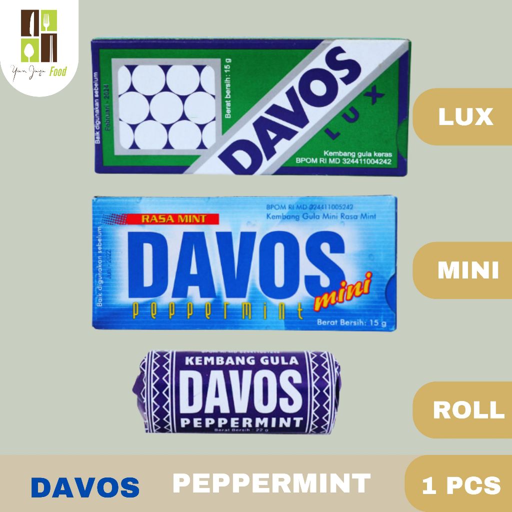 

Davos Permen Peppermint / Permen Jadul / Rasa Mint / Hangat / Lux / Mini / Roll 1 PCS