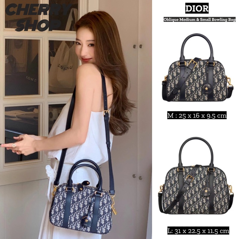 ✨Dior Medium/Large Bowling Bag Tas Tangan Wanita Dior Double
