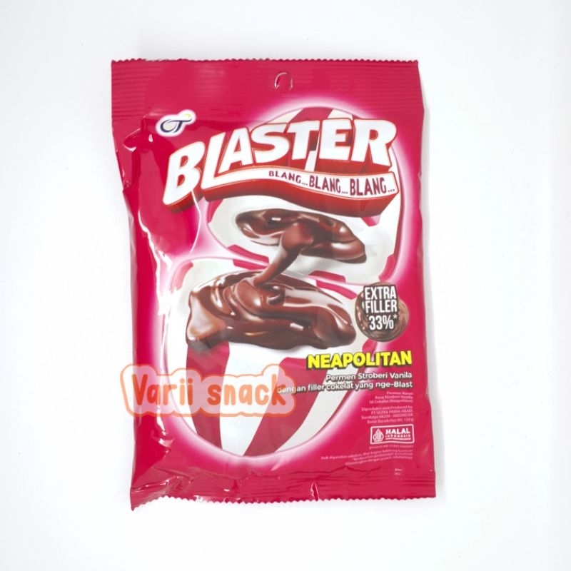 

Blaster Permen Stroberi Vanilla Dengan Filler Coklat Bag 120 g