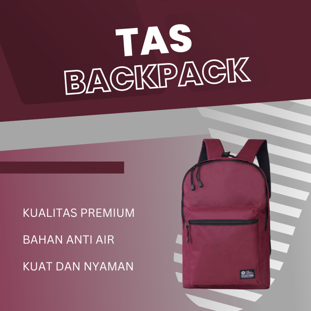 TAS BACKPACK RANSEL  STYLISH PREMIUM ANAK WARNA MERAH MARUN TERSEDIA SLOT UNTUK LAPTOP