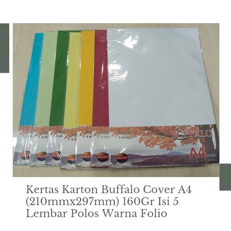 

Kertas Karton Buffalo Cover A4 (210mmx297mm) 160Gr Isi 5 Lembar Polos Warna Folio