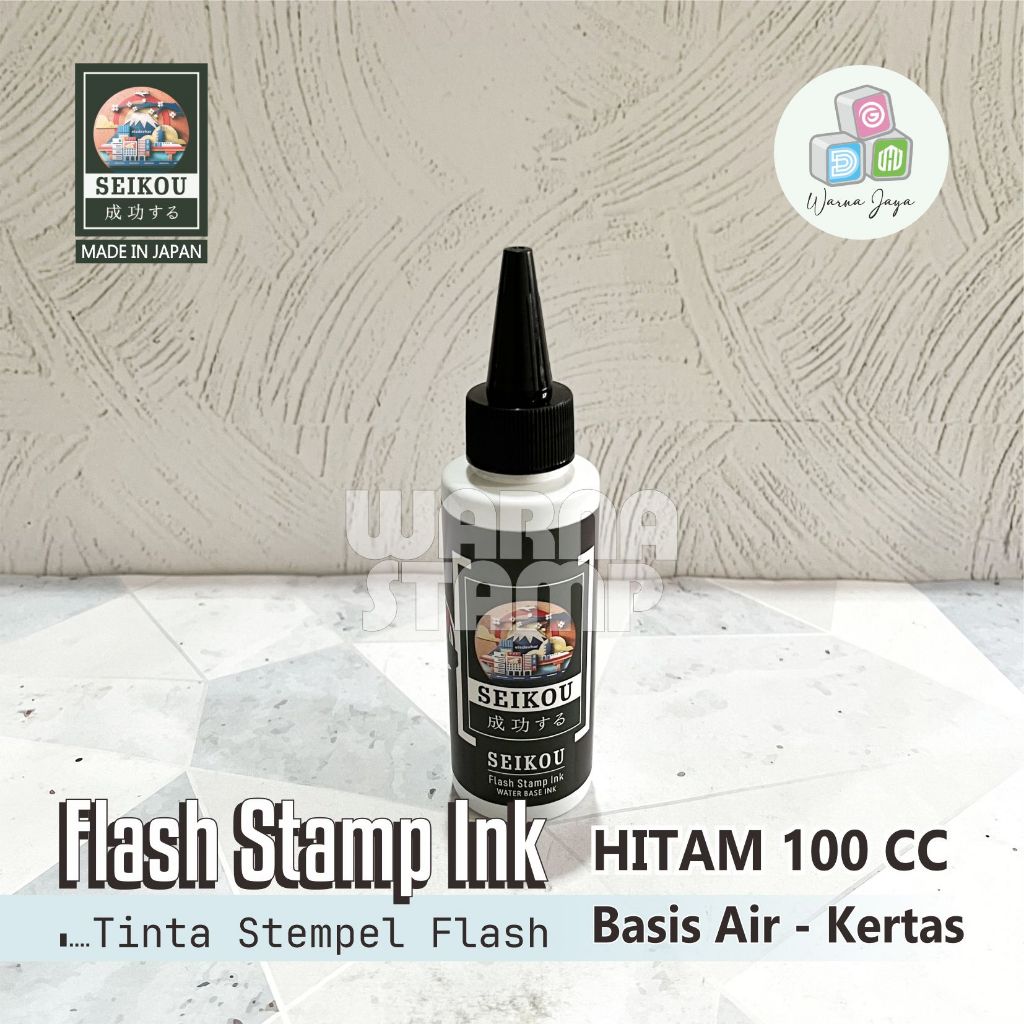 

TINTA STEMPEL FLASH IMPORT MERK SEIKOU 100 CC / TINTA STEMPEL FLASH REFILL WARNA HITAM / PEMAKAIAN DI ATAS KERTAS SAJA