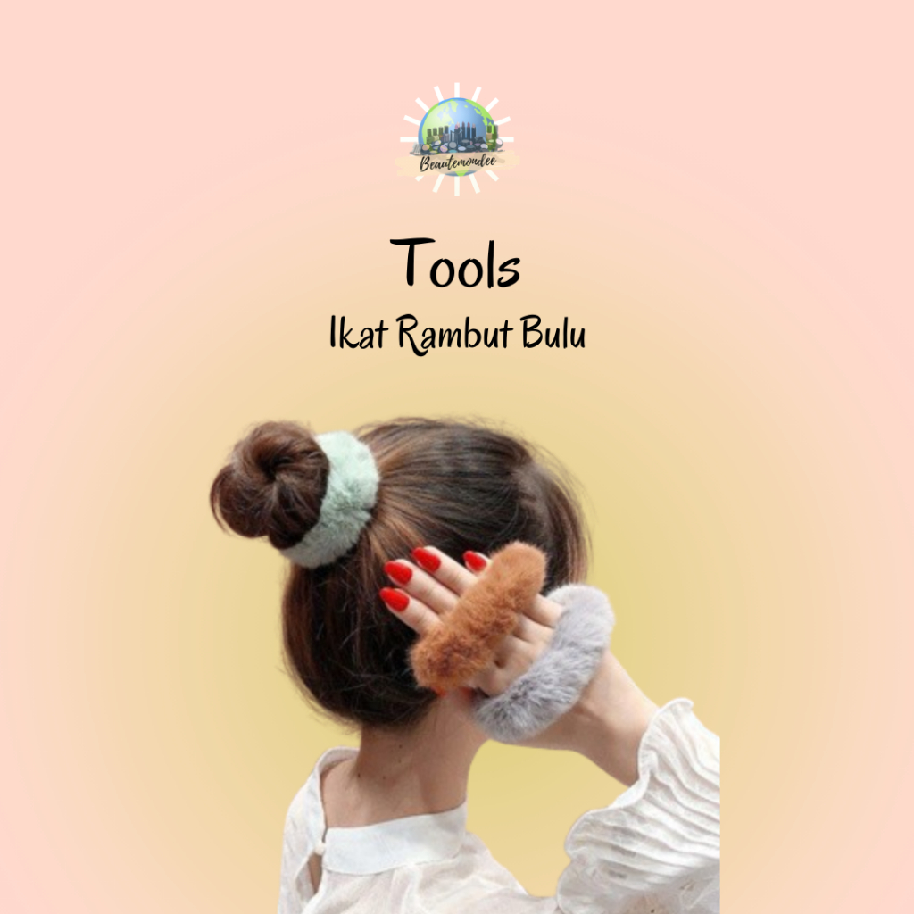 Ikat Rambut Bulu / Scrunchie / Ikat Rambut Korea Bulu / Ikat rambut ponytail Bulu motif polos cantik