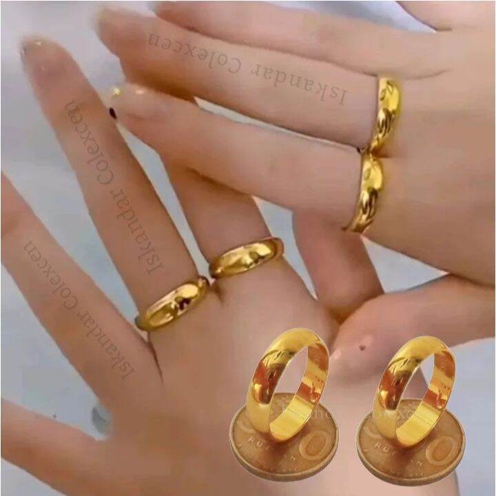New Cincin Polos Terbuat dari bahan Koin Malaysia Berlapis Emas ANTI KARAT
