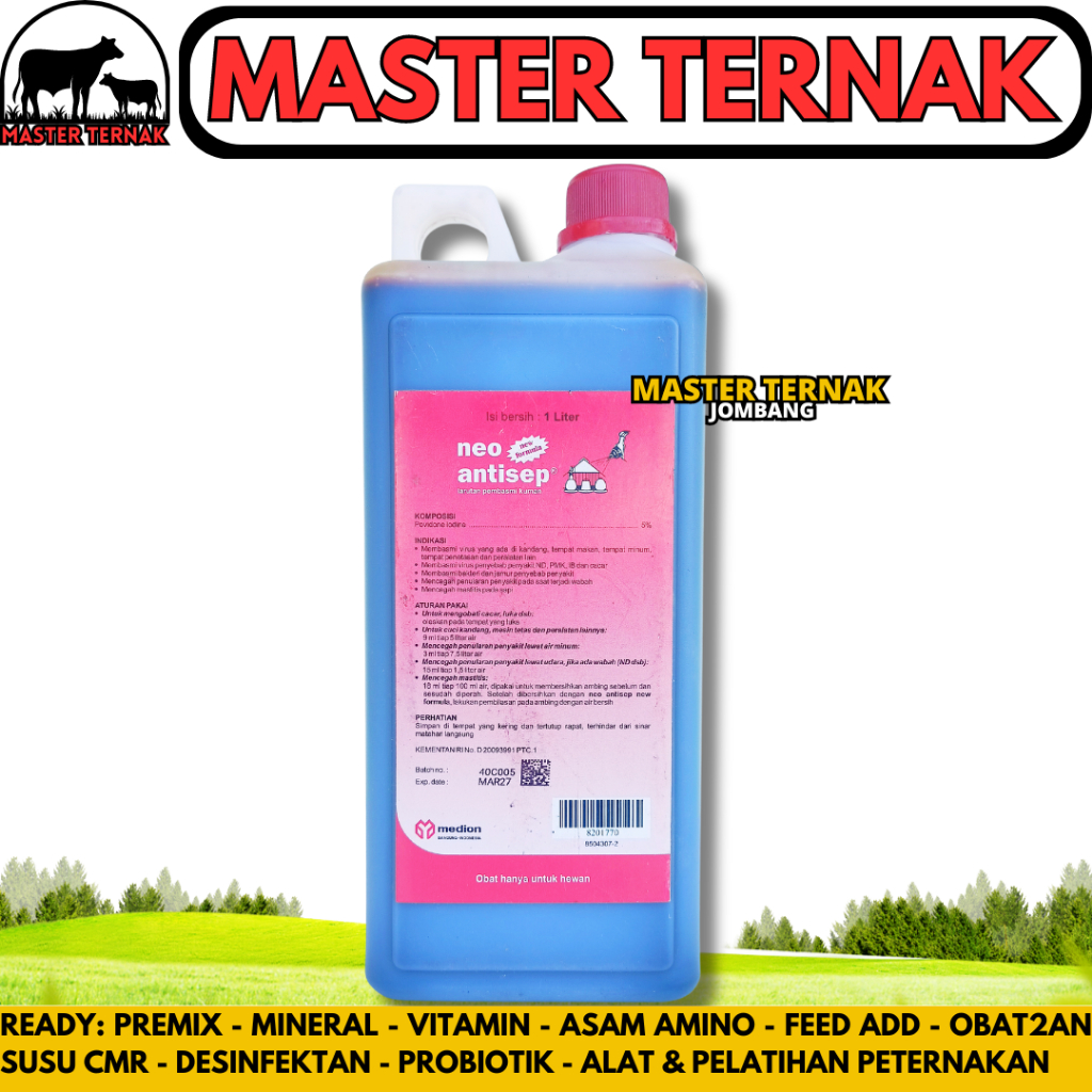 NEO ANTISEP NEW FORMULA 1 LITER MEDION - Desinfektan Disinfektan Iodine untuk Kandang dan Peralatan 