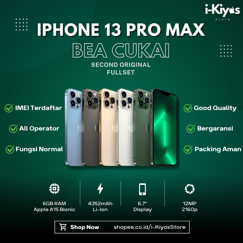 iPhone 13 Pro Max 128GB/256GB/512GB/1TB ( IMEI TERDAFTAR BEA CUKAI ) Seken Like New