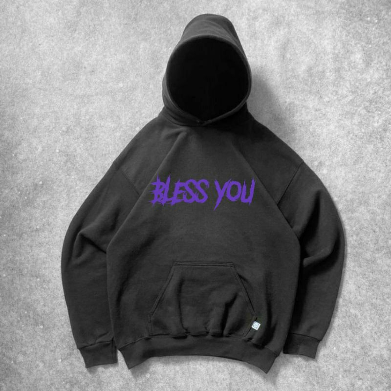 Hoodie Bless you oversize warna Hitam