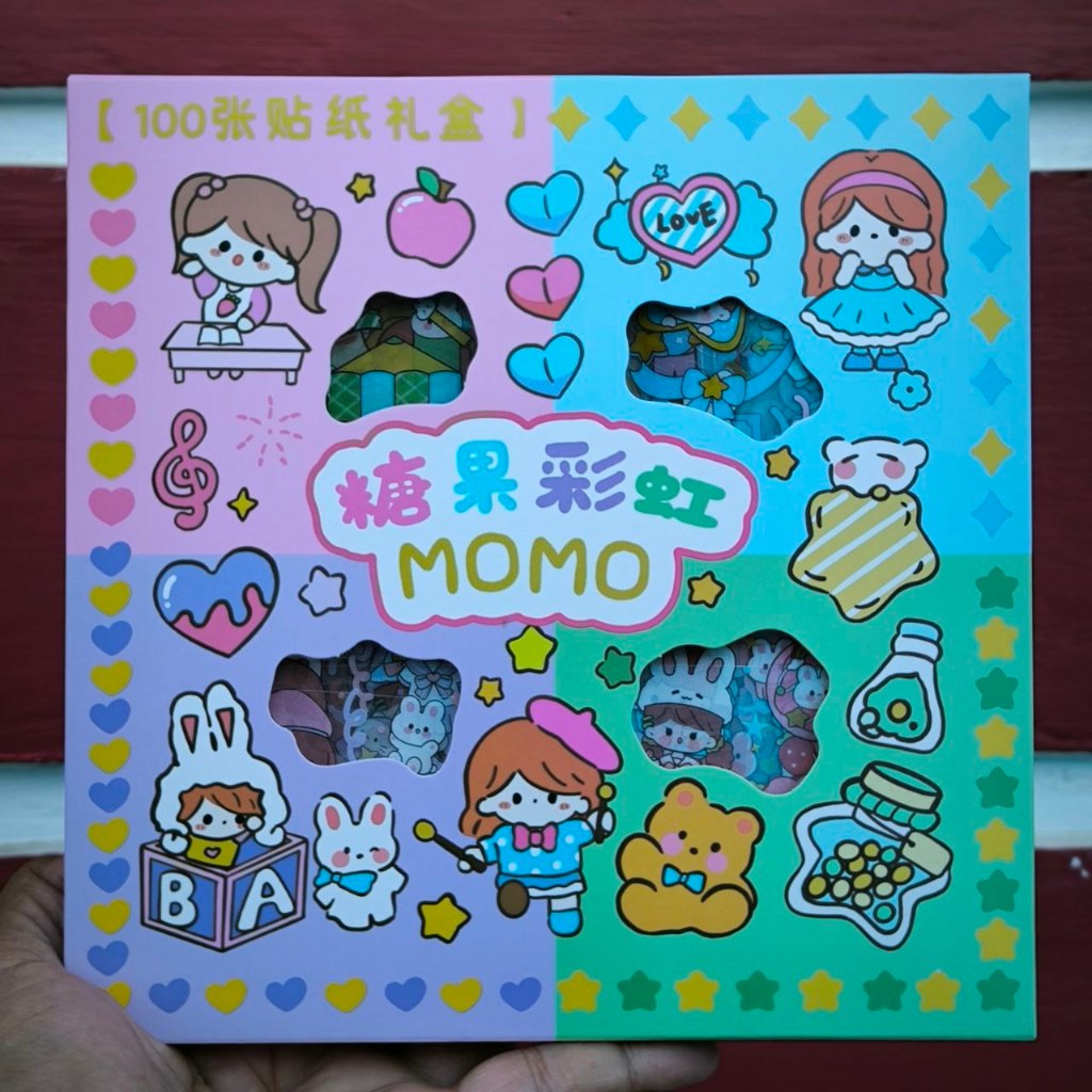 

Stiker Momo Rainbow 100 lembar Mix Waterproof Original Ukuran Besar