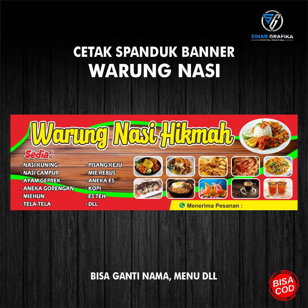 Spanduk Warung Makan/Banner Kedai/Banner Usaha Makanan Murah/FREE DESAIN
