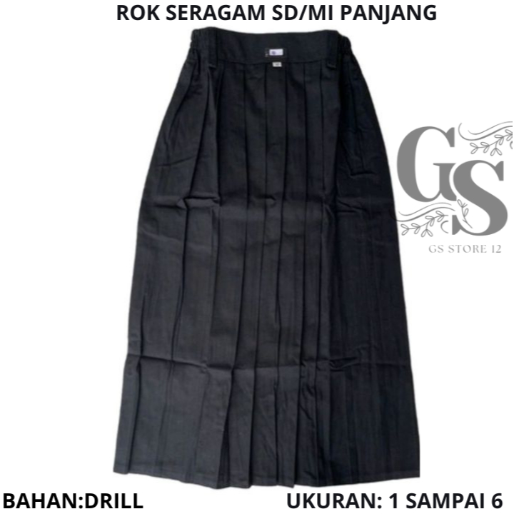 ROK PANJANG Sekolah SD Rok Rempel Anak Perempuan Seragam Sekolah SD/MI HITAM