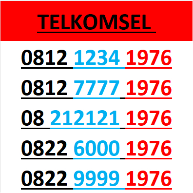 Nomor cantik telkomsel 4G 5G seri tahun 1976 r3000