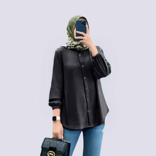 Atasan kemeja kerut wanita terbaru