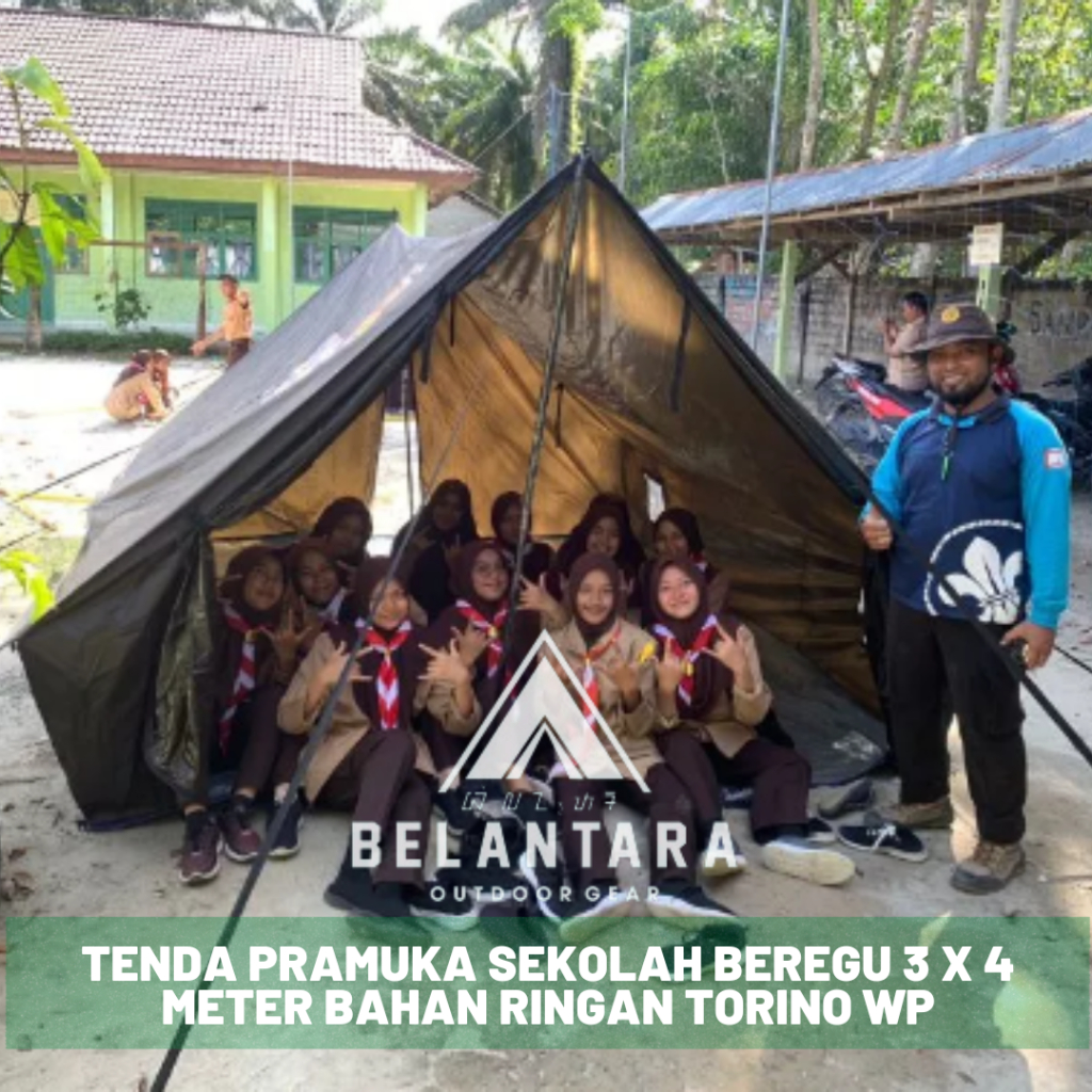 Tenda Pramuka 3 x 4 Regu Barak Latihan Sekolah Komando Alas Terpal Terjahit Fullset Tiang Belantara