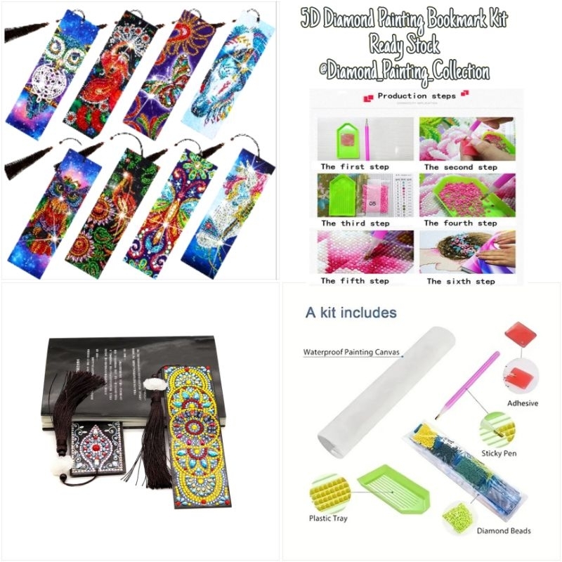 

Sets 5d diamond painting Bookmark Kit - Crystal Drill diy Shaped Drill Bookmark - Pembatas buku lukisan berlian 5D - Packet