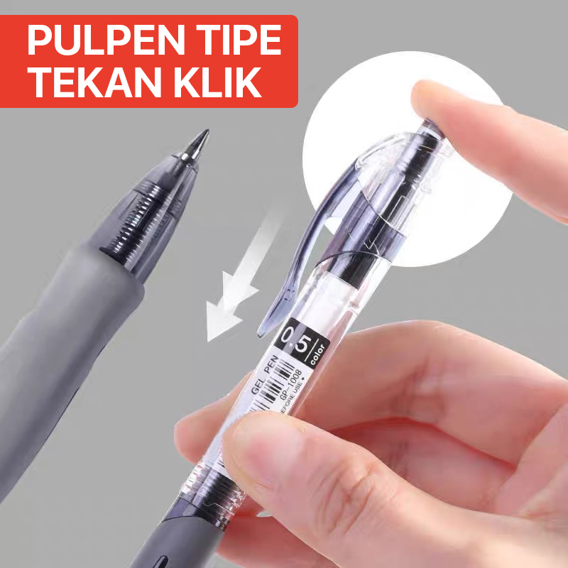 

Ballpoint / ball pen Pulpen Standart Klik Cetekan 0.5 MM Pena Gel Alat Tulis Kantor Sekolah Pen Tinta Cair Click standar Import Hitam Murah