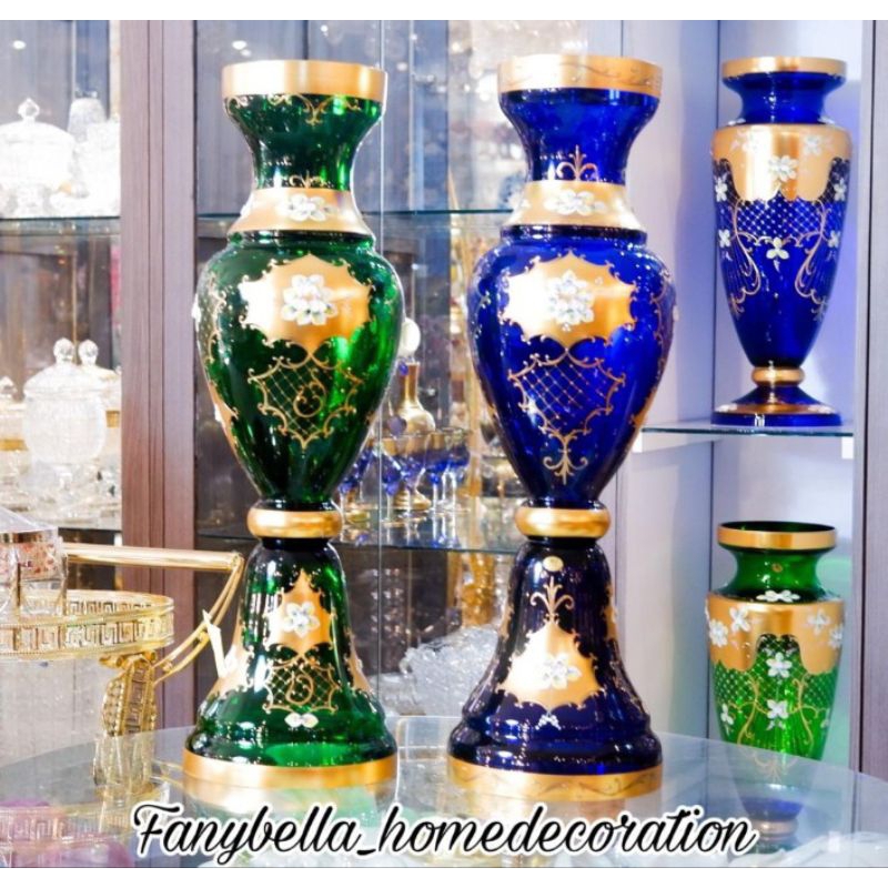 PANJANGAN BOHEMIA KRISTAL BIRU TUA MEWAH IMPORT