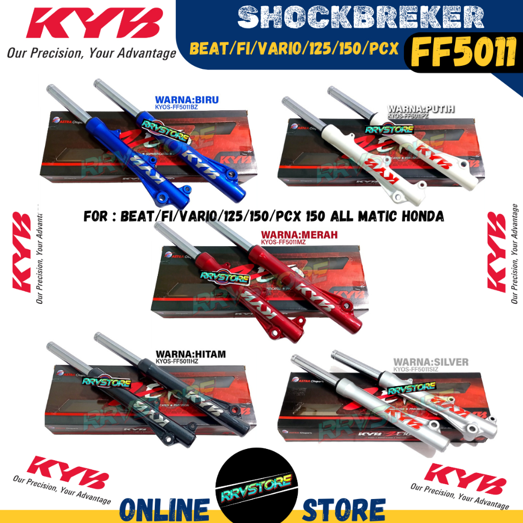 Shockbreaker Shock Depan Kayaba Beat/Vario/Scoopy/Spacy Original Kayaba Zeto KYOS FF 5011 Warna Hita