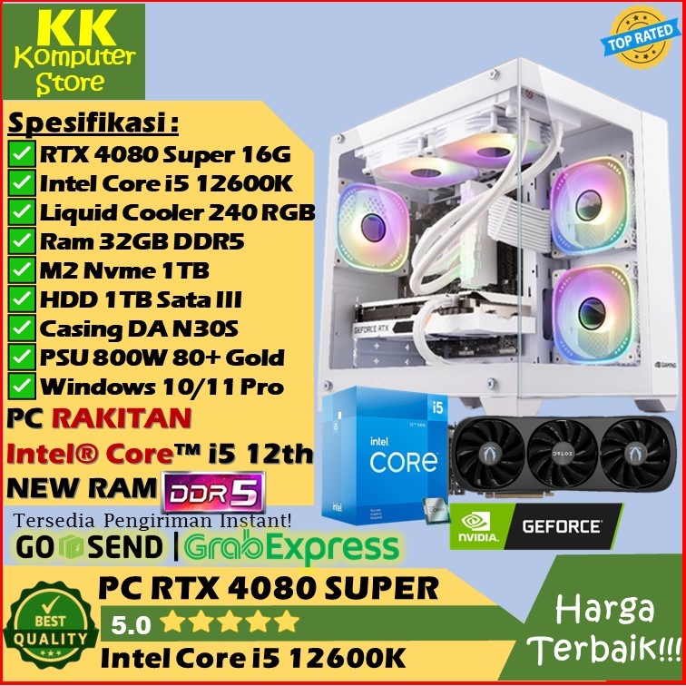pc rakitan gaming rtx 4080 super 16g | intel core i5 12600k | ram 32gb ddr5 [ pc design rtx 4080 16]