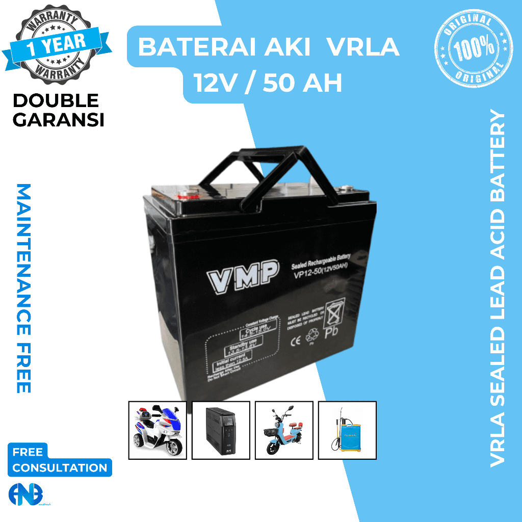 Aki Baterai UPS 12V 50AH 50 AH VMP Baterai Aki Kering VRLA UPS APC ICA