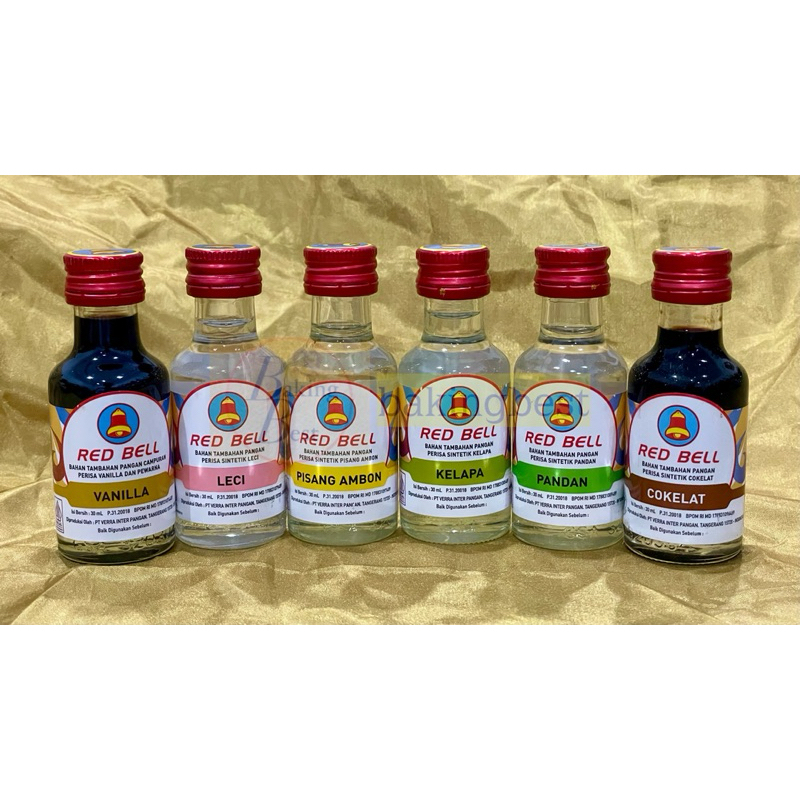 

RED BELL ESSENCE SUPER WANGI 30 gr Halal BPOM RI Coklat, Kelapa, Leci, Pandan, Pisang Ambon, Vanilla