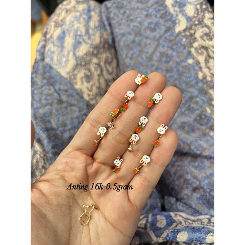 Anting emas toge anak kelinci wortel rosegold