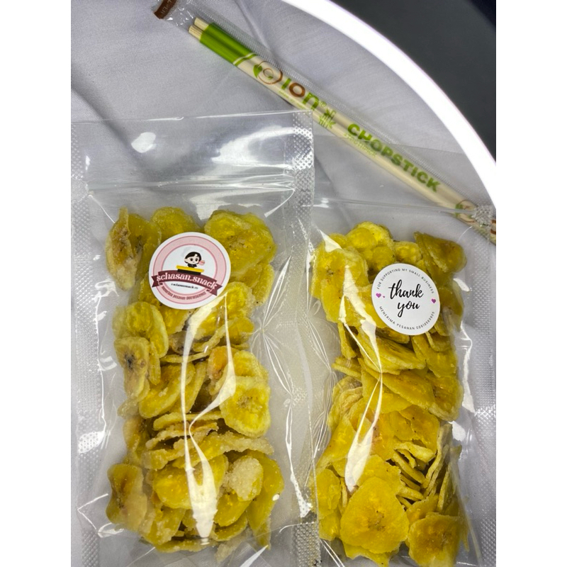 

snack ringan kripik pisang manis,gurih,enak,murah 60g camilan