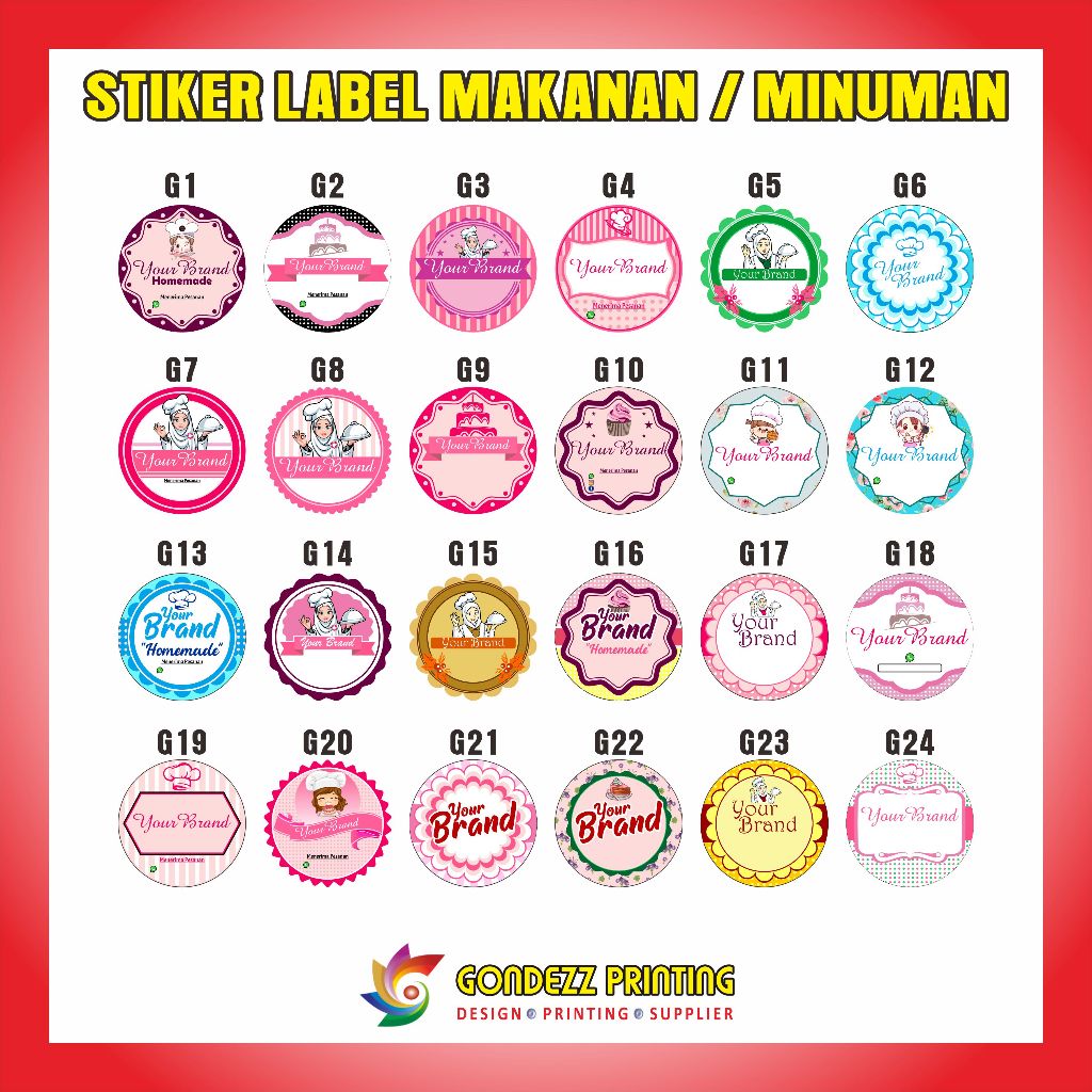 

CETAK STIKER LABEL KEMASAN BAHAN KROMO A3 + CUTTING ( KOTAK, BULAT, OVAL, CUSTOM )