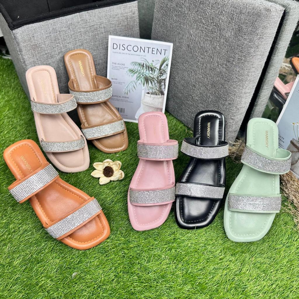 WANNSKY SANDAL WANITA|| BELLA || SANDAL WANITA BAN DUA TERBARU SENDAL SLOP SENDAL WANITA KEKINIAN.