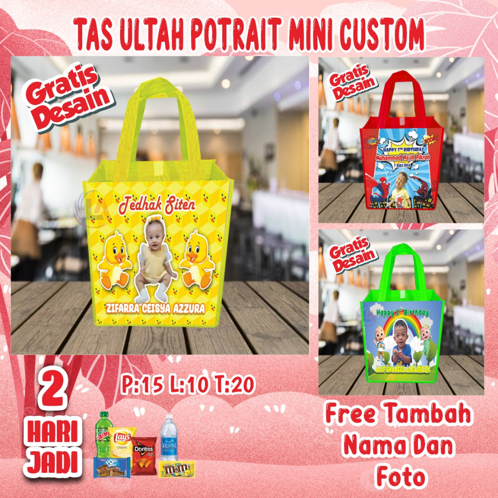 

Tas Ultah Custom /Tas Ultah Potrait Mini /Tas Ultah Karakter/Tas Ultah tema unicorn/Tas Ultah tema baby shark/ Goodie bag Custom/Goodie bag Karakter/Goodie bag Murah/ Tas ultah promo/Tas Ultah Spunbond/tas Kado Ultah/Goodie bag Promo/Goodie bag Murah