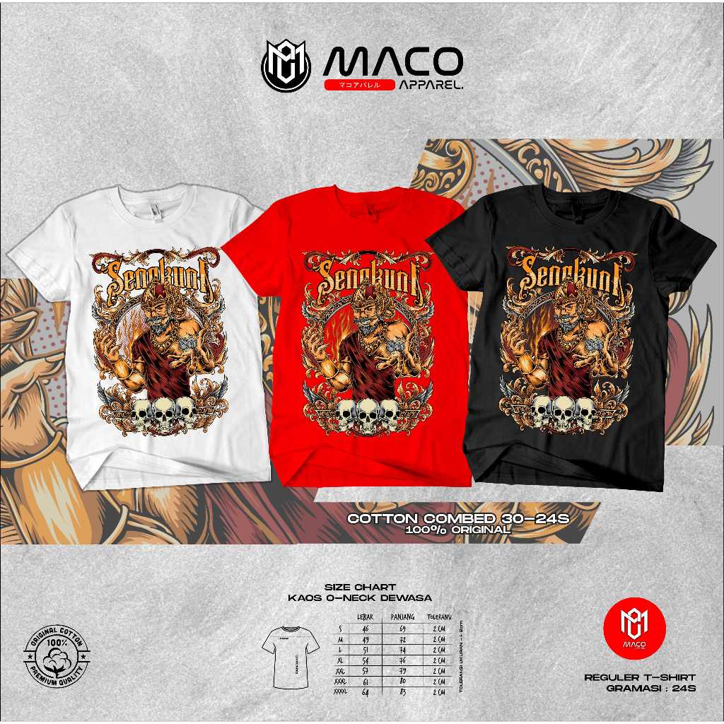 KAOS TOKOH PEWAYANGAN SENGKUNI DESIGN ARTWORK COTTON COMBED 30-24S PREMIUM 100% LENGAN PENDEK
