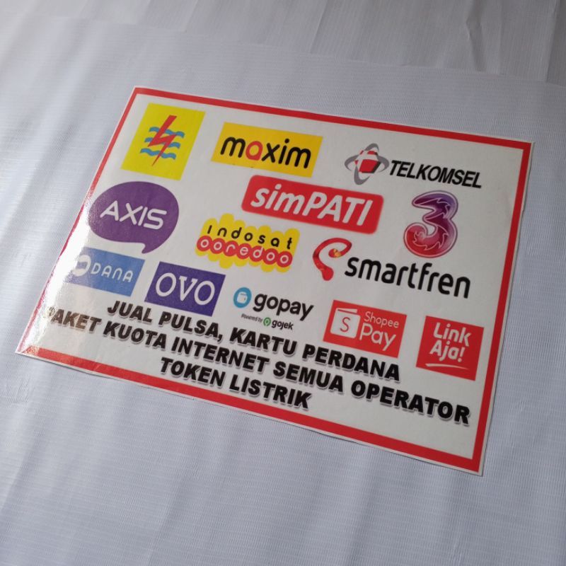 

Stiker Vinyl Jual Pulsa Tahan Air Ready Stok