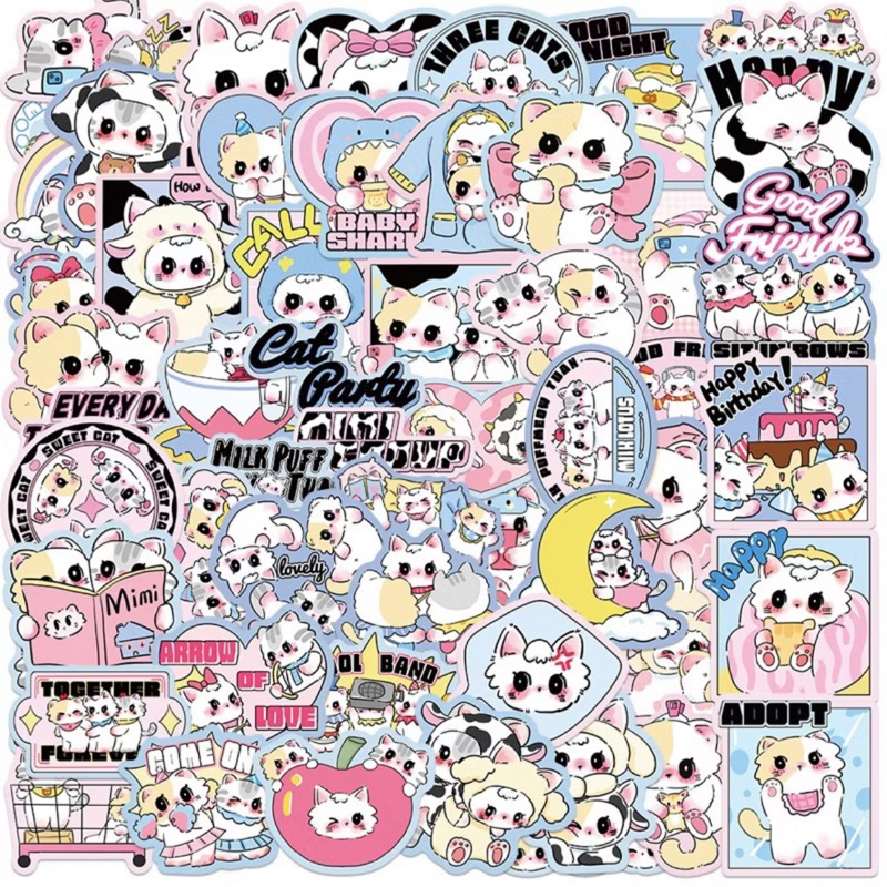 

20 pcs Sticker Cute Cat / sticker kucing imut