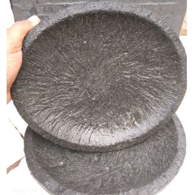 COBEK BENTUK OVAL PAHATAN ASLI BATU BONUS ULEKAN BULAT