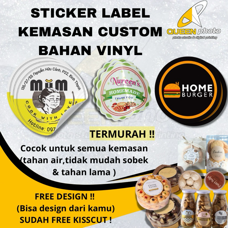

MURAH! CETAK STICKER LABEL KEMASAN CUSTOM BAHAN VINYL (free design atau bisa pakai design sendiri ) ANTI AIR,TAHAN LAMA,TIDAK MUDAH ROBEK,cocok untuk produk makanan minuman yang lembab atau basah