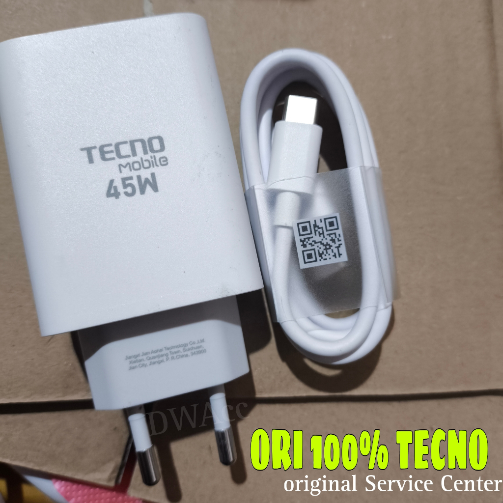 Charger Tecno 45Watt Ori POVA 4 Pro, POVA 5. Original dari Tecno