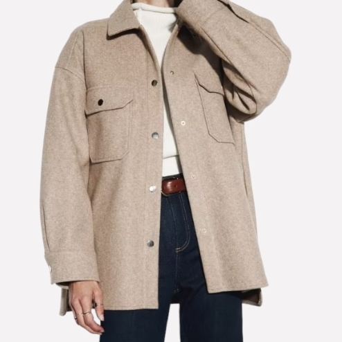 Basic Collar Wool Jacket / Outer Luaran Jaket Midi Wol Wanita Classic Kasual Polos Basic