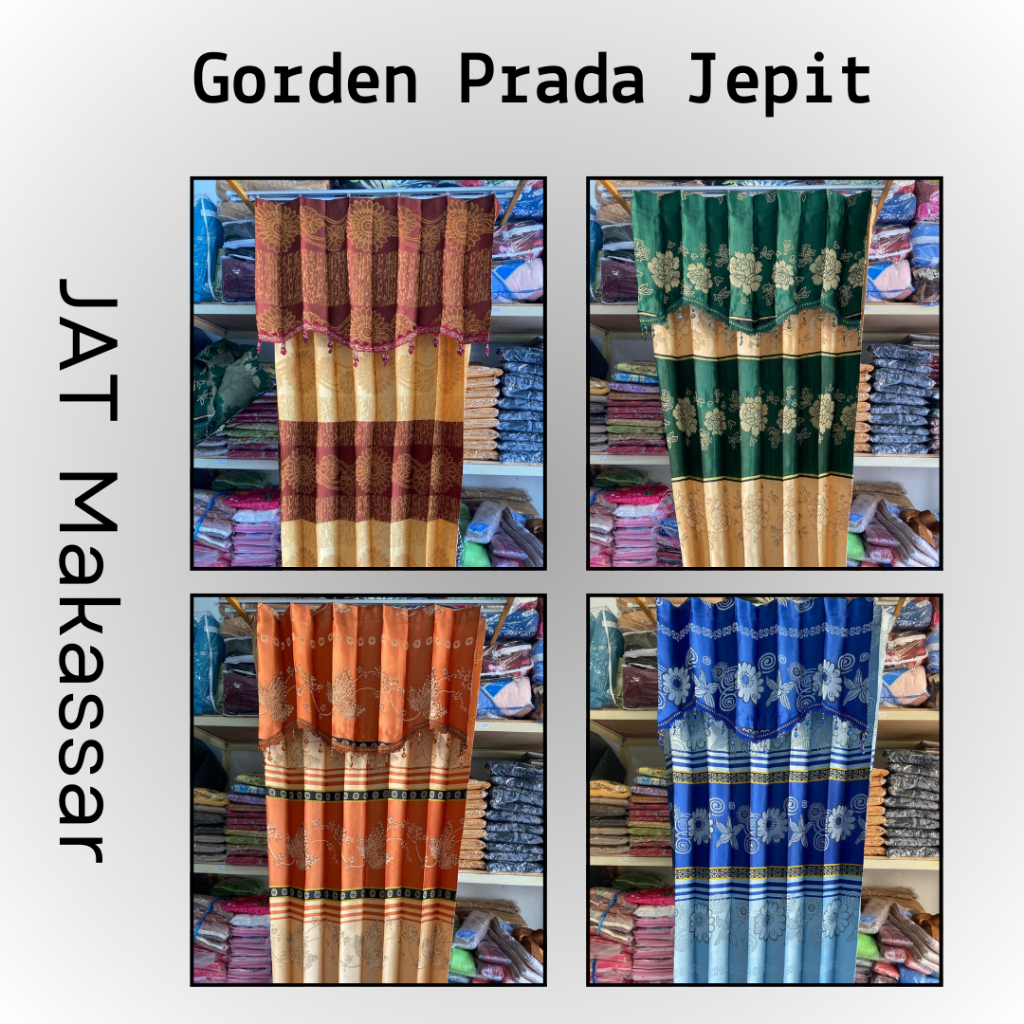 Gorden Pintu Jendela Kamar Poni Bunga Plisket Murah 150x200