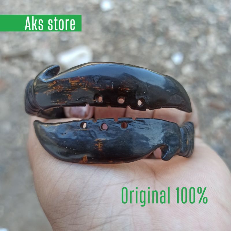 Gelang akar bahar ukir kujang kembar