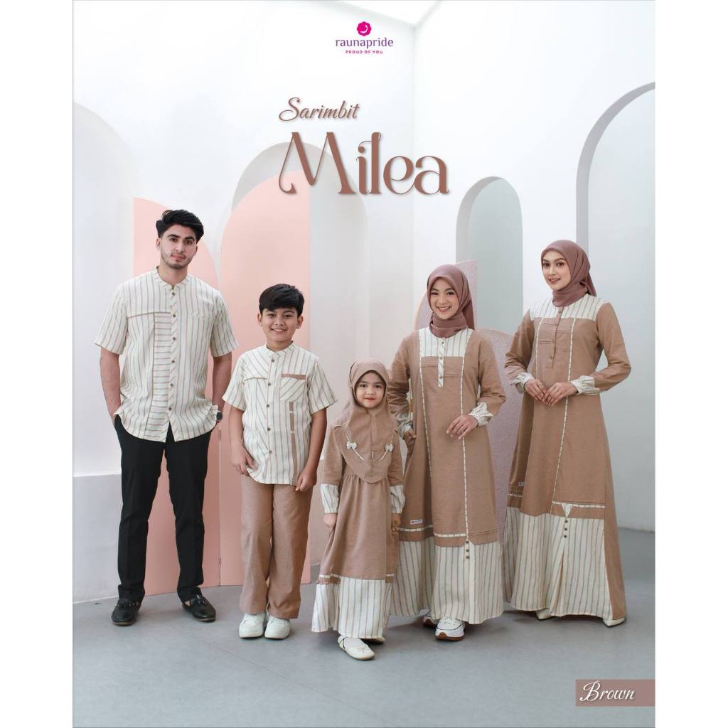 Sarimbit Rauna 2025 RGF MILEA BROWN Gamis Dewasa Baju Muslim Couple Gamis Ibu Dan Anak RKAF RKF RGF 