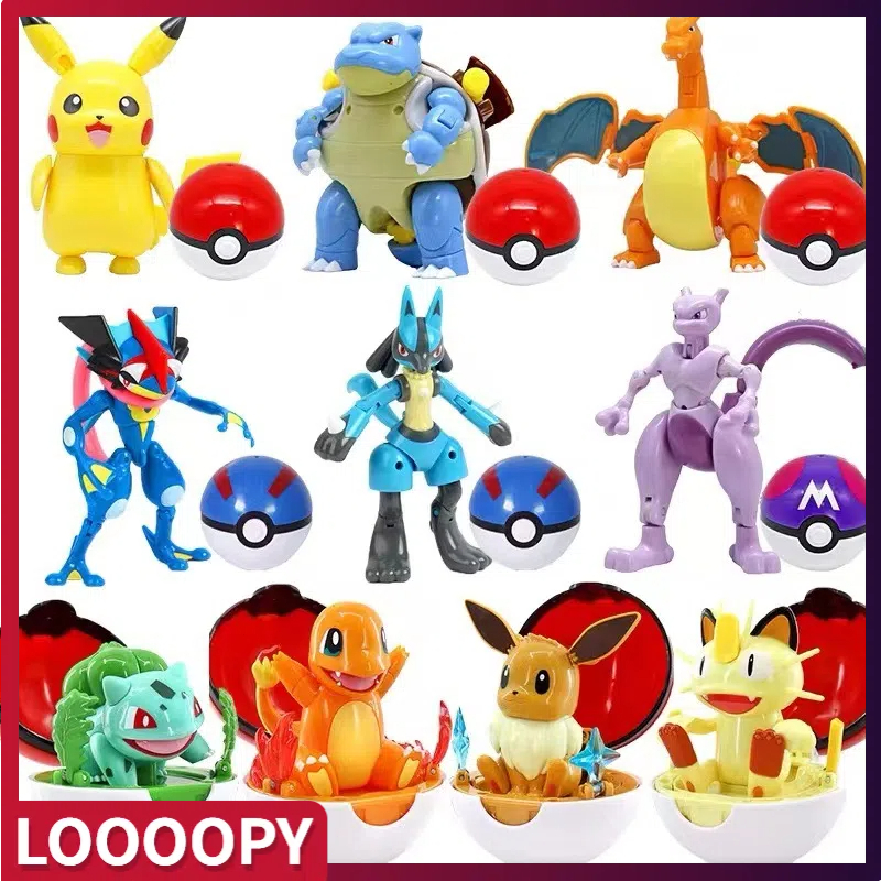 Mainan Figure Pokemon Pokeball / Pokemon Ball / Pokemon Figure Deformation / Pokemon Transform Figur